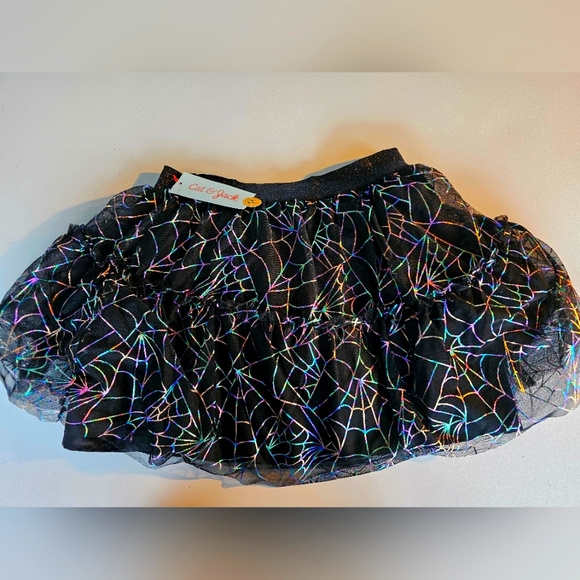 Cat & Jack Girls Black Metallic Rainbow Tulle Spiderweb Halloween Skirt M(8) NWT - Picture 6 of 6